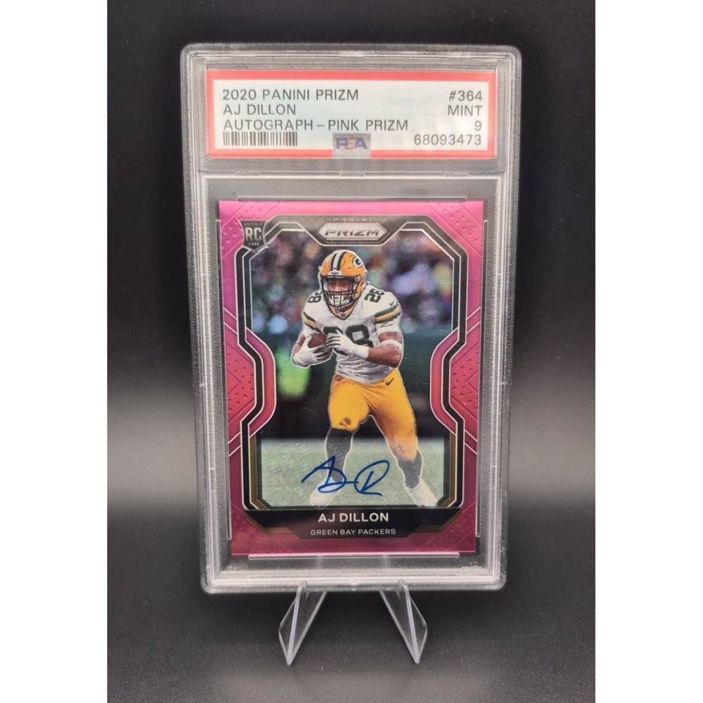 2020 Panini Prizm AJ Dillon #364 Rookie Pink Autograph PSA 9 RC Packers